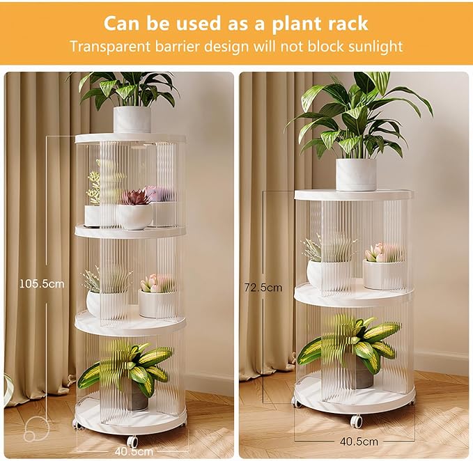 Rotating Bookshelf, 360°Display Spinning Rolling Bookshelf Tower, 3 Tiers Moveable White Small Mobile Corner Bookcase Suitable for Bedrooms, Living Looms, Offices, and Study Rooms