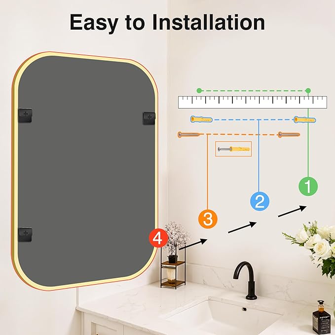 Bathroom Mirrors for Over Sink, 24x36 Gold Vanity Mirror for Bathroom Sink, HD Shatterproof Squircle Wall Mirror for Bathroom Washroom Lavatory Restroom Metal Frame