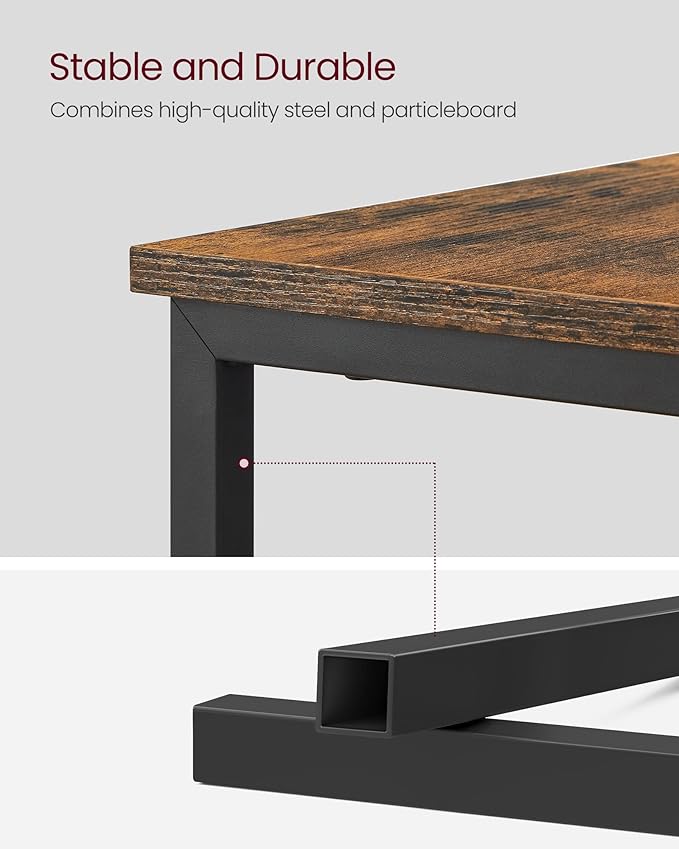 VASAGLE Side Table with Charging Station, Narrow End Table with 2 Drawers, Slim Nightstand and Bedside Table with Storage, for Small Spaces, Rustic Brown + Black