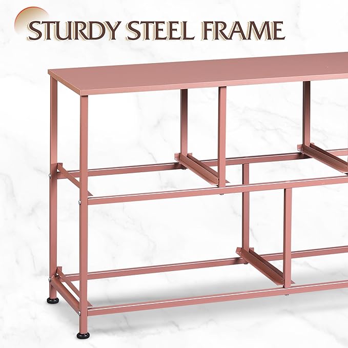 WLIVE Dresser for Bedroom with 5 Drawers, Wide Chest of Drawers, Fabric Dresser, Storage Organization Unit with Fabric Bins for Closet, Living Room, Hallway, Pink and Rose Gold