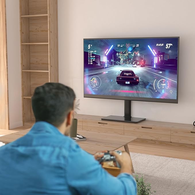 Universal Swivel TV Stand Base Table Top TV Stand for 32-75 Inch TVs 60 Degree Swivel, 12 Height Adjustable Monitor Mount Stand, Max VESA 600x400mm,Holds up to 99lbs TS204