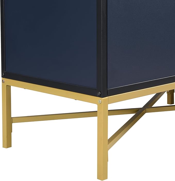 Merax Sideboard Buffet Cabinet with Storage, 4 Door Modern Cupboard w/Cross-Leg Design, Console Table for Kitchen, Dining/Living Room, Blue