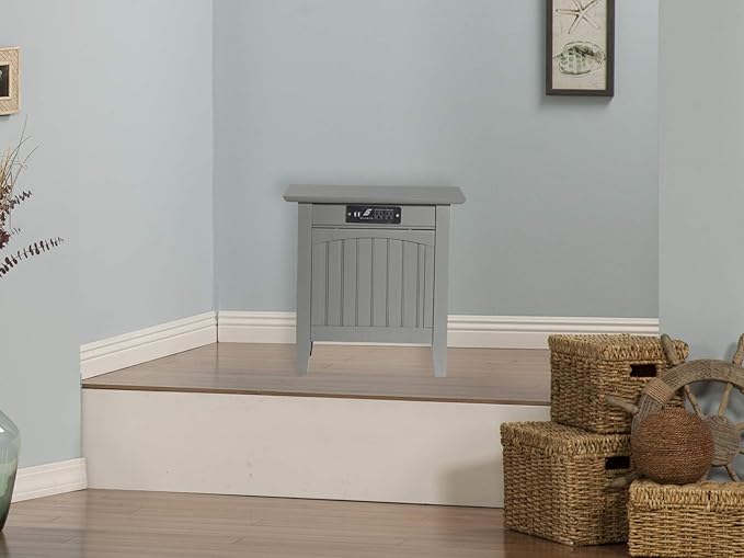 AFI Nantucket Chair Side Table with Built-in Charger in Grey