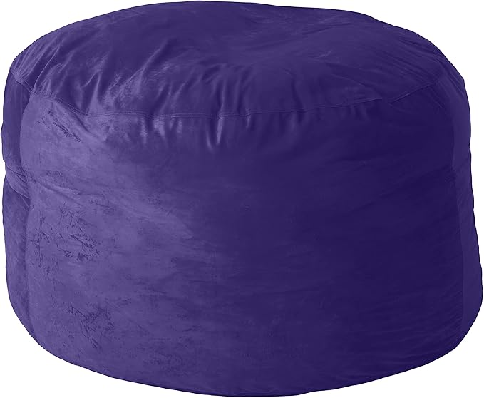 Sofa Sack Bean Bag Chair Cover Only, for Adults and Kids, Without Filling Comfy Fluffy Round or Oval Beanbag Chair Cover Replacement, Lazy Sofa Cover for Reading Chair or Floor Chair, 5-Feet, Purple