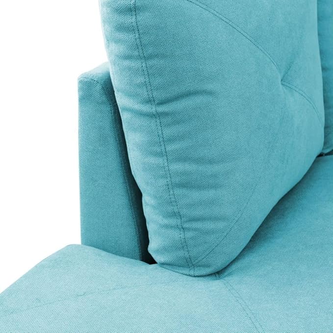 Light Blue L-Shaped 3-Piece Linen Sofa with Storage Ottoman Set, Sectional Couch Sofa Set for Living Room, Office, Small Space
