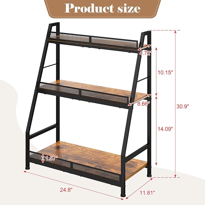 3-Tier Expanded Liquor Stand, Trapezoid Wine Rack Freestanding Floor, Large-Capacity Bar Stand for Liquor Whiskey Wine Storage, Vintage Liquor Cabinet Bar for Home(Patent Pending)