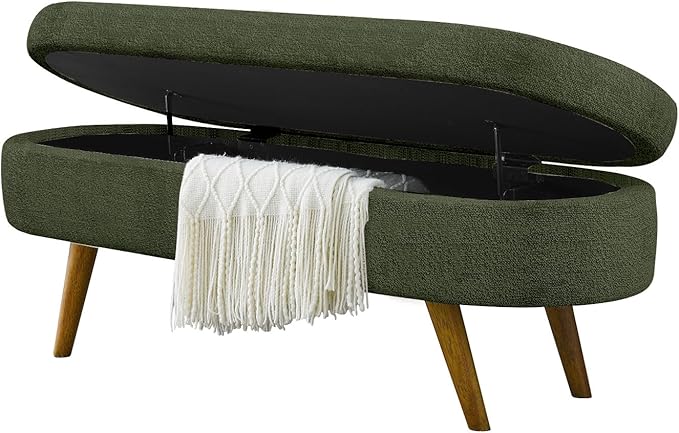 NicBex Ottoman Bench with Storage for Bedroom, 43.5" Upholstered End of Bed Bench with Rubber Wood Legs, Linen Storage Bench for Living Room or Entryway,