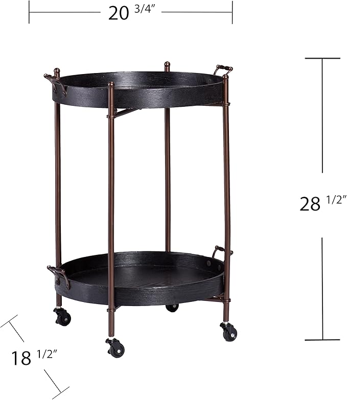 SEI Furniture Alfred Two-Tier Round Butler Table, Black