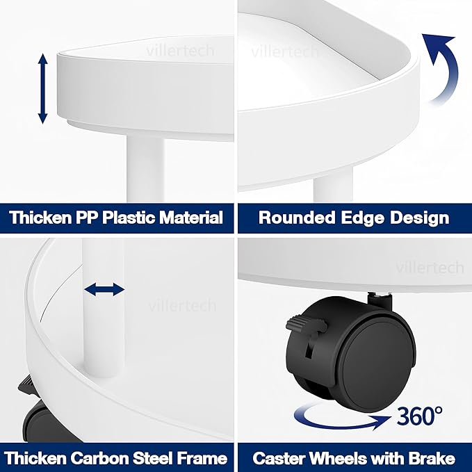 Side Table with Wheels, End Table Living Room Plastic Mobile Sofa Side Table Small Night Stand Bedroom Matte White