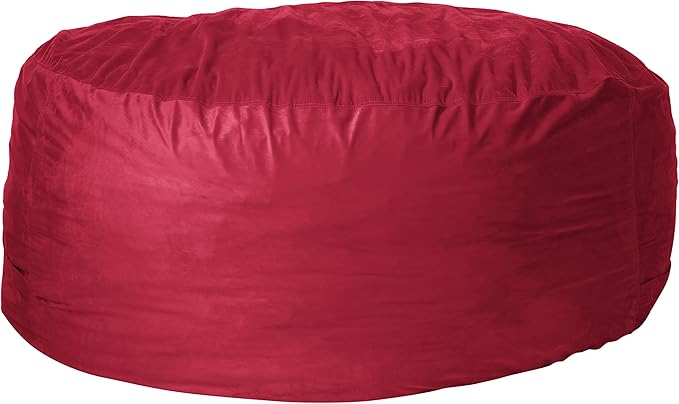 Sofa Sack Bean Bag Chair Cover Only, for Adults and Kids, Without Filling Comfy Fluffy Round or Oval Beanbag Chair Cover Replacement, Lazy Sofa Cover for Reading Chair or Floor Chair, 6-Feet, Cinnabar