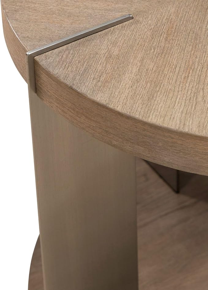 Liberty Furniture Harlow Living Room 3 Piece Set - Round Cocktail Table, 2 End Tables - Sandstone & Satin Nickel