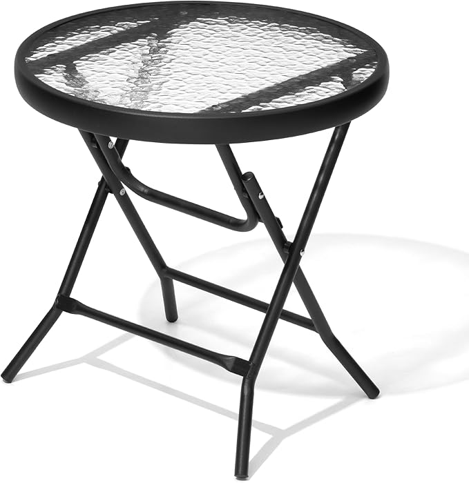 Outdoor Side Table - Small Patio End Table All Weather, Patio Furniture Sets and Outside Furniture for Pool, Balcony, Deck, Porch, Black