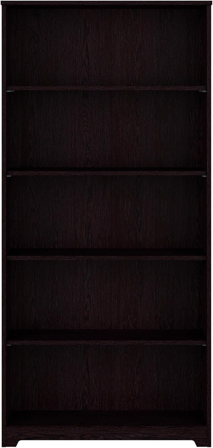 Bush Furniture Tall 5 Shelf Bookcase, Large Open Bookshelf, Sturdy Display Cabinet for Living Room or Home Office, Cabot Collection, Espresso Oak