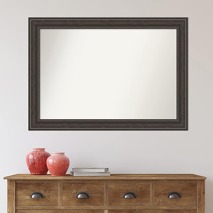 Amanti Art Brown Bathroom Mirror for Over Sink, 30x42 Shipwreck Greywash Rectangle Vanity Mirror, Large Traditional Frame, Hangs Horizonally and Vertically, Bathroom Wall Decor, Non-Beveled Edge