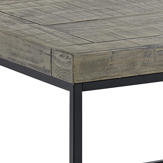 Alaterre Furniture Coffee Table - Industrial Modern Table with Wood Top and Metal Base - Furniture for Living Room, Apartment, or Dorm Room (Gray)