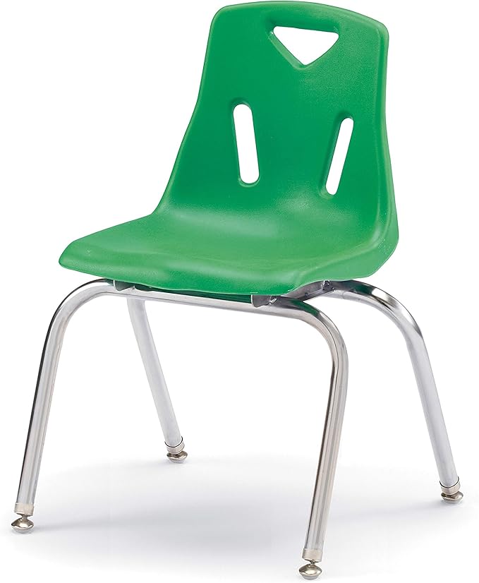 Berries Jonti-Craft 8146JC6119 Stacking Chairs with Chrome-Plated Legs, 16" Height, Green, Pack of 6