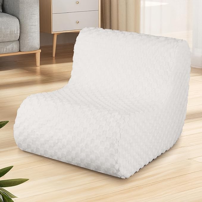 Bean Bag Chairs for Adults, Comfy Floor Sofa with Memory Foam, Giant Bean Bag Couch for Living Room Bedroom Dorm Office, Cream