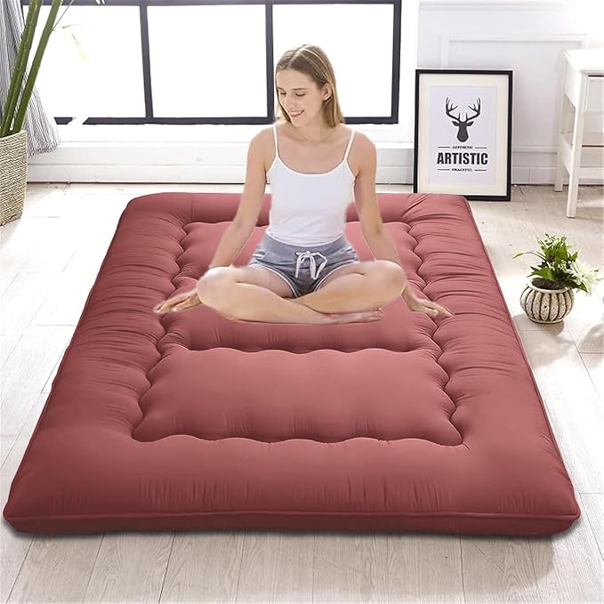 Japanese Floor Mattress,Roll Up Memory Foam Tatami Mat Easy to Store and Portable,Futon Mattress Suitable for Camping and Guest Room (Carbon, Queen (80" X 60"))