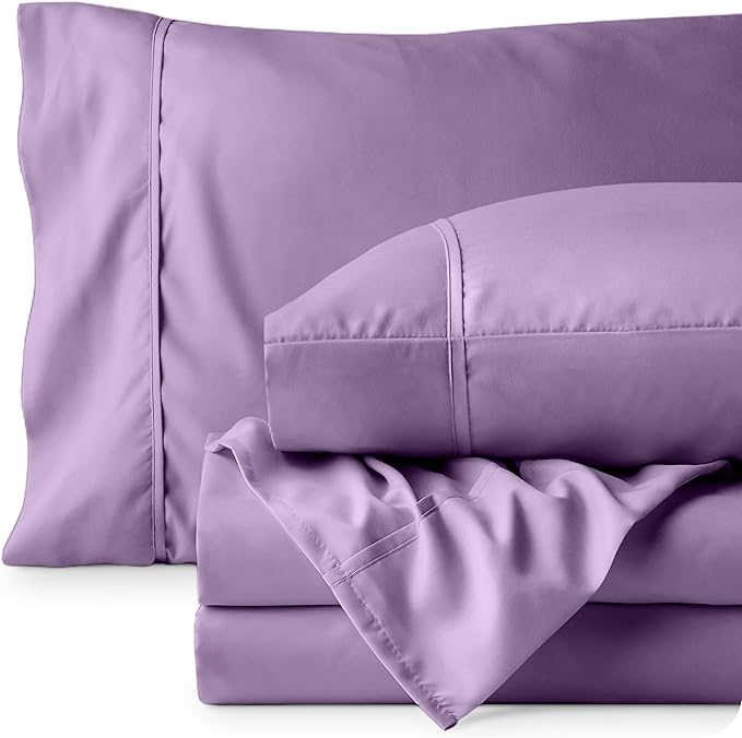 Bare Home King Sheet Set - Luxury 1800 Ultra-Soft Microfiber King Bed Sheets - Double Brushed - Deep Pockets - Easy Fit - 4 Piece Set - Bedding Sheets & Pillowcases (King, Lavender)