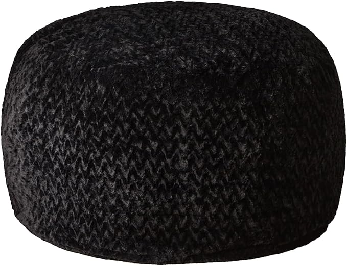Hobestluk 3ft Bean Bag Chairs for Adults Large Beanbag Chair with Chevron Plush Fur Cover Big Bean Bag Chair for Living Room Bedroom Dorm Office - Black (36” x 36” x 22”)