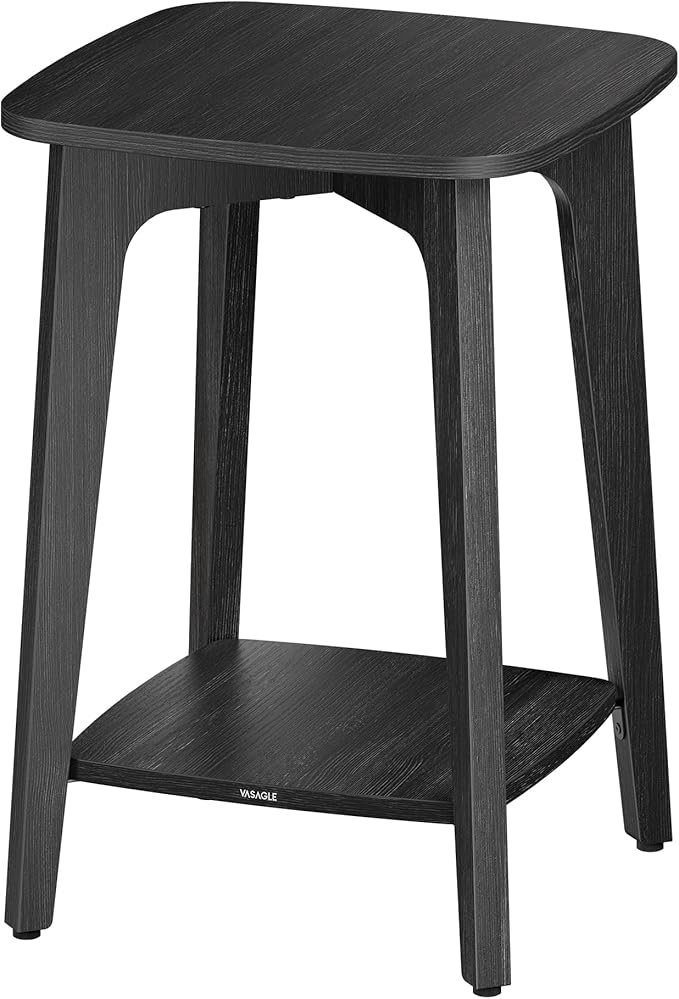 VASAGLE Side Table, Small Square End Table with Lower Shelf, Nightstand for Small Spaces, Living Room, Bedroom, Charcoal Gray ULET236B01