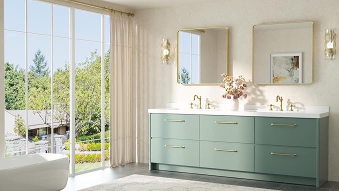 TETOTE Brushed Gold Bathroom Mirror 30 x 30 Gold Metal Framed Bathroom Mirror, Tempered Glass, Modern Farmhouse Wall Mounted Mirror for Decorative(Horizontal/Vertical)