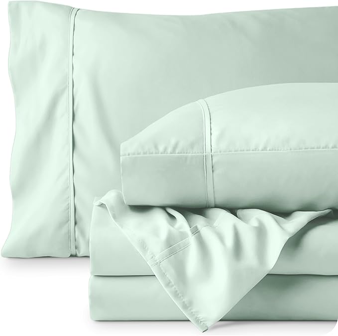 Bare Home Queen Sheet Set - Luxury 1800 Ultra-Soft Microfiber Bed Sheets - Double Brushed - Deep Pockets - Easy Fit - 4 Piece Set - Bedding Sheets & Pillowcases (Queen, Spring Mint)