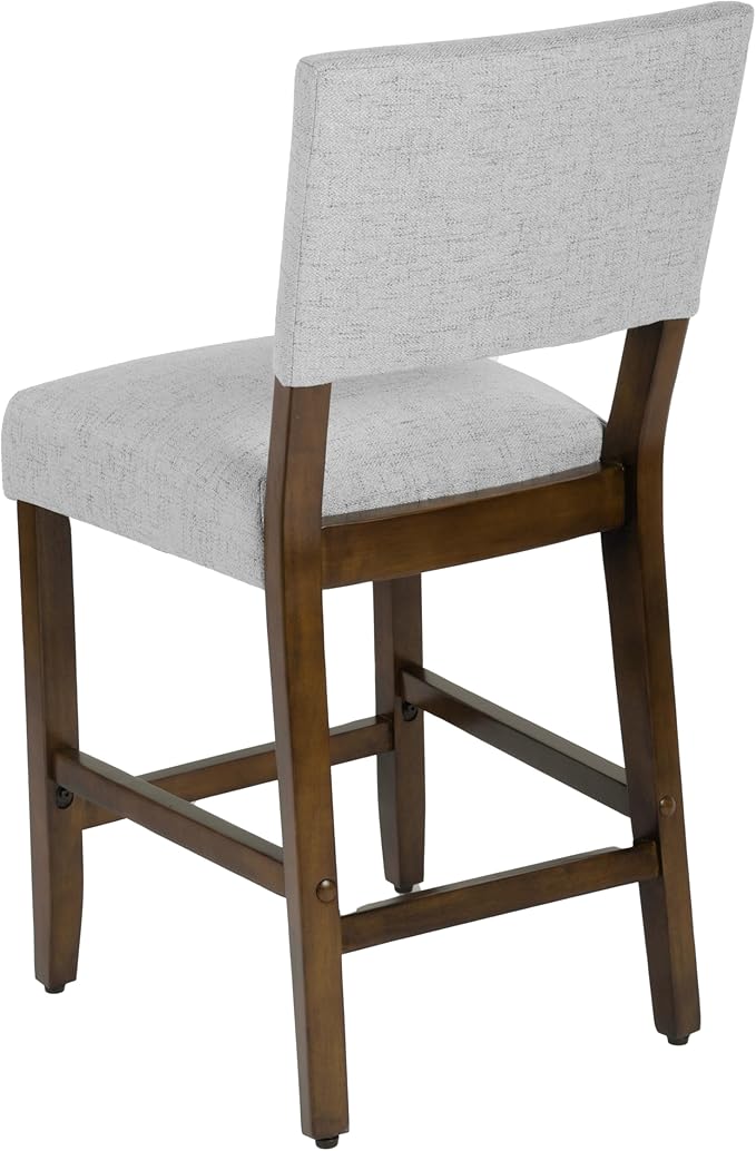 HomePop 24" Open Back Counter Stool Home Décor|Fabric Chairs for Dining Room, Kitchen and Living Room - Gray Woven(Single Pack)