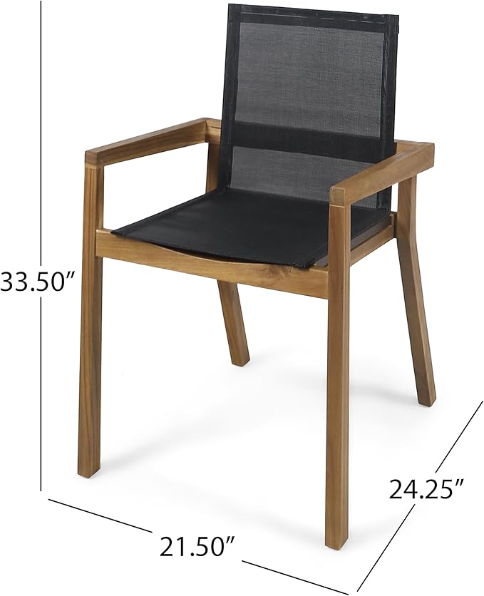 Merax Mesh Seating Solid Wood Dining Chairs Set of 2, French Country Style Accent Side Seating Furniture for Kitchen, Living Room, Textile Back,Teak