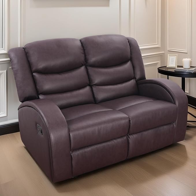 Loveseat Recliner Sofa, Reclining Loveseat Leather Couch Upholstered, Modern Comfy Home Theater Seating Power Recliner Chair for Living Room Furniture Sets, Red