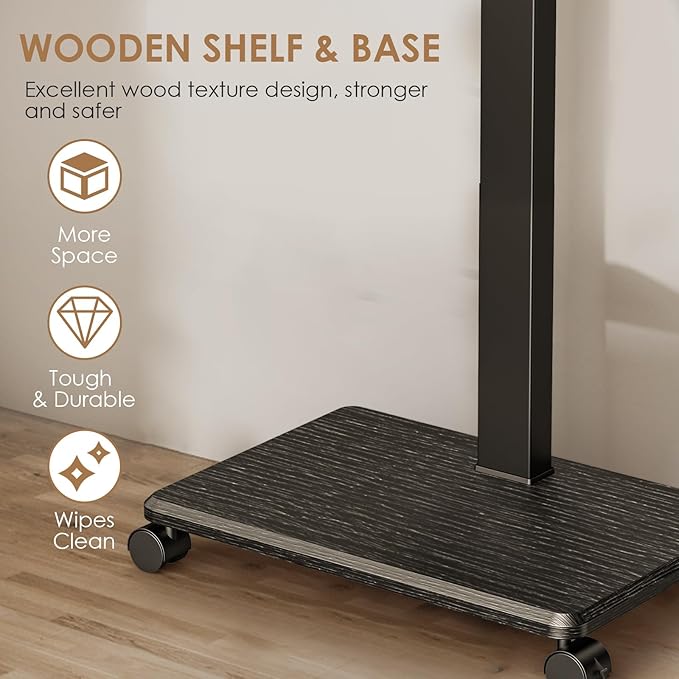 Rolling TV Stand Portrait for 65 70 75 Inch TVs, Tilt and Swivel Mobile TV Cart on Wheels up to 110 Lbs, 6 Height Adjustable PortableTV Stand, Max VESA 600x400mm