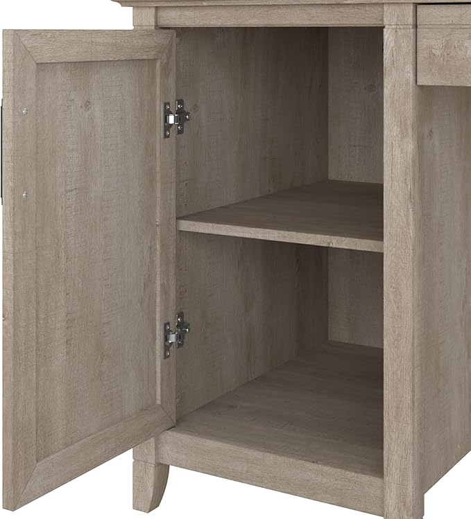Bush Furniture Key West Computer Desk Farmhouse PC Table for Home Office, 54W w/Storage, Washed Gray