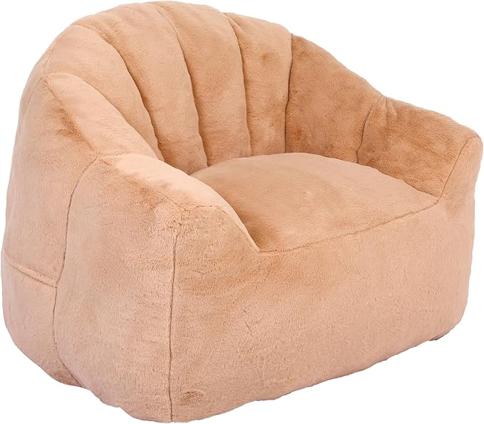 Furniliving Bean Bag Chair, Giant Bean Bag Chair Stuffed Floor Sofa for Adults Comfy Bean Bag Sofa with Back Support, Oversized Bean Bag Couch for Living Room Bedroom Dorm Office, Faux Leather, Brown