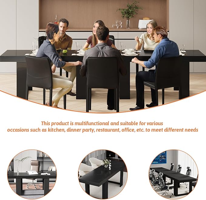 63"-78.74" Rectangular Extendable Dining Table for 6-10 People – Modern Farmhouse Wooden Kitchen Table with Brown Finish, Large Extendable Table for Dining Room or Conference Use