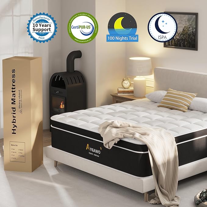 Firm Queen Mattress, 12 Inch Gel Memory Foam Hybrid Mattress Queen Size with Pocket Springs, Pressure Relief & Motion Isolation, Upgraded Support Bed in a Box, 365-Night Trial, CertiPUR-US