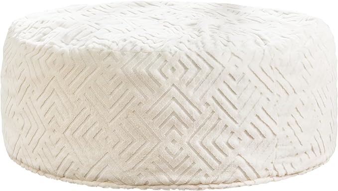 Hobestluk Bean Bag Chairs Adults Beanbag Chair with Filler Large Bean Bags with Fluffy Embossed Cover, Giant Bean Bag Chairs for Adults (White, 5FT - 50” x 50” x 24”)