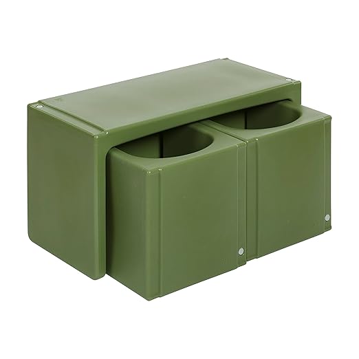ECR4Kids Tri-Me Table and Cube Chair Set, Multipurpose Furniture, Hunter Green, 3-Piece
