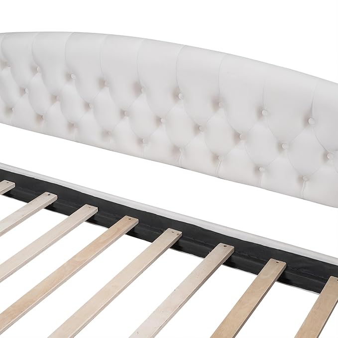 Full Size Modern Luxury Tufted Button Daybed, Stylish Wood Upholstered Day Bed,No Box Spring Required, Easy Assembly,for Bedroom,Living Room and Guest Room,Den,Office,Beige