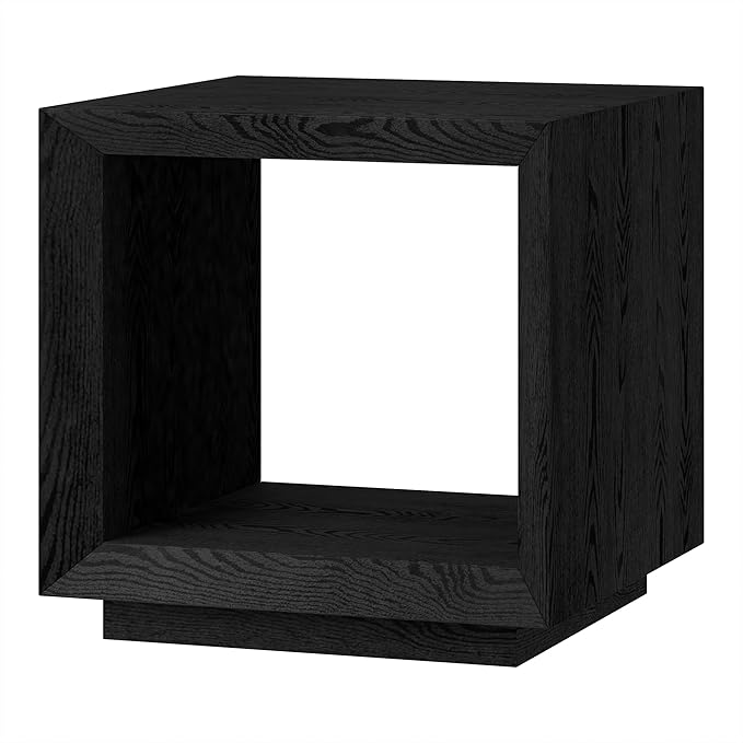 Henn&Hart 22" Wide Rectangular Side Table in Natural Black, for Home, Living Room, Bedroom, Entertainment Room, Office