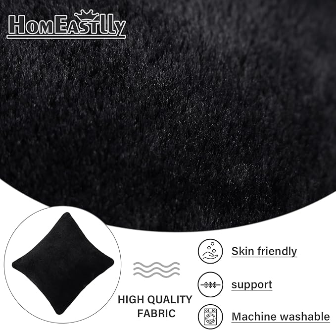 Lazy Chair with Ottoman, Reading Chair with a Pillow, Leisure Sofa Armchair with Ottoman, Large Accent Lounge Chair for Bedroom, Living Room, Dorm Room, Plush Black
