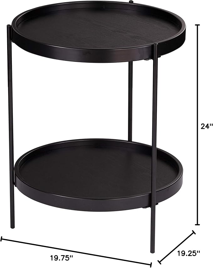 SEI Furniture Verlington End Table, Black