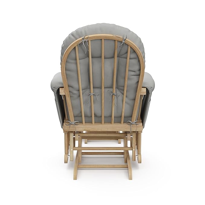 Storkcraft Premium Hoop Glider & Ottoman (Natural/Light Gray) — GREENGUARD Gold Certified Nursery Glider, Solid Wood Craftsmanship, Smooth-Gliding Nursery Chair and Ottoman, Award-Winning