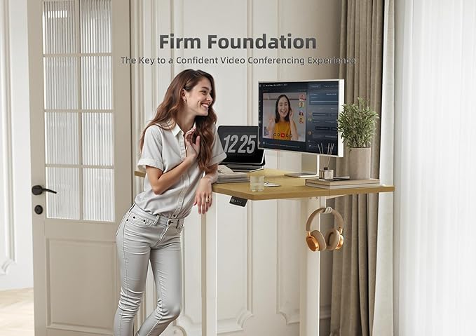 Seang Standing Desk with Adjustable Height, 48x24 Inch Electric Stand Up Desk for Home Office, Studio, Computer Workstation, Nature Top