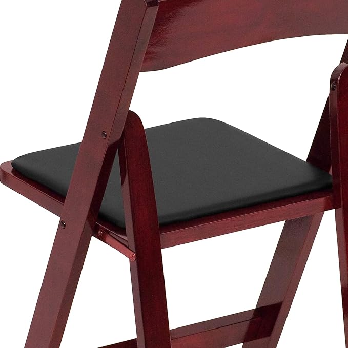 Flash Furniture 2 Pack HERCULES Series Mahogany Wood Folding Chair with Vinyl Padded Seat