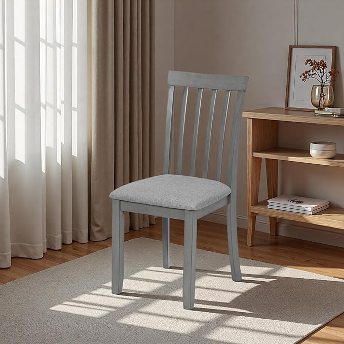 Dining Chairs Set of 4, Modern Kitchen Chair with Linen Upholstered Seat Cushion & Curved Backrest, 36" H Counter Height Dining Side Chairs with Non-Slip Feet Pads for Living Room, Grey
