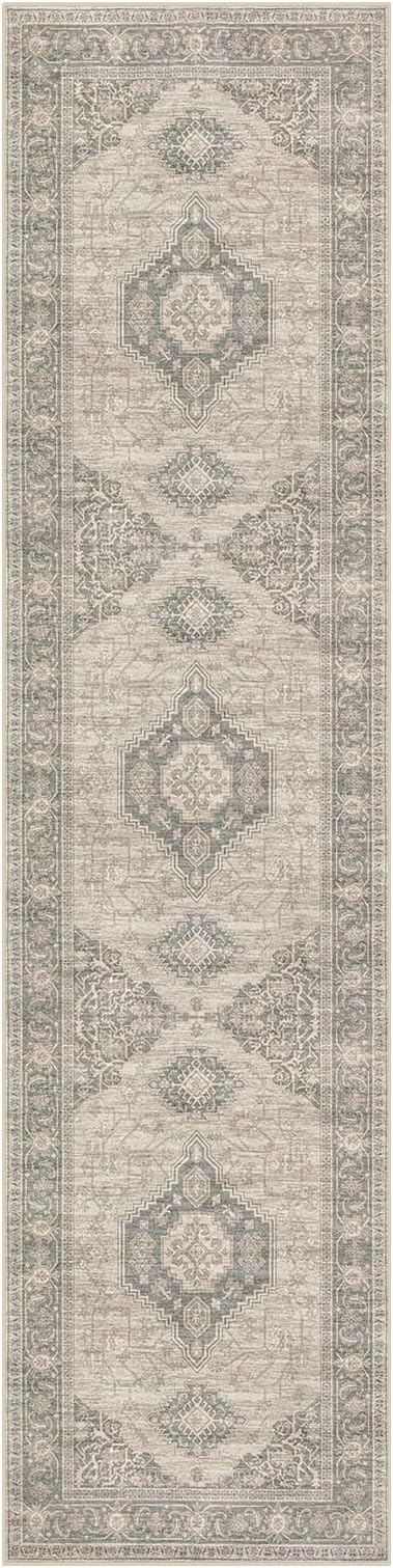 Lahome Oriental Hallway Runner Rug, 2.5x10 Washable Runner Ultra-Thin Hallway Rug for Bedroom Entryway, Soft Long Carpet for Kitchen Bathroom Laundry Room, Grey/Brown