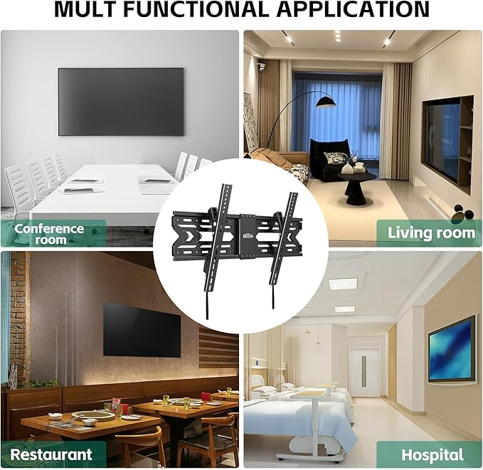 TV Wall Mount with Tilt for 32-85 Inch TVs, Low Profile Design, Holds up to 132 lbs, Space-Saving Design for 16/18/24 Inch Wood Studs, Max VESA 600x400mm (Fit 32-85" TVs 1.2" from The Wall)