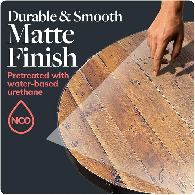 Reclaimed Wood Table Top - Rustic Recycled Wooden Piece Perfect for Signs, Kitchens, Dining and Coffee Table Tops (Reclaimed Wood Table Top with Metal Edge, 36" Round)