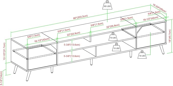 Walker Edison Nora Modern Minimal Open-Shelf TV Stand for TVs up to 90 Inches, 80 Inch, Dark Walnut