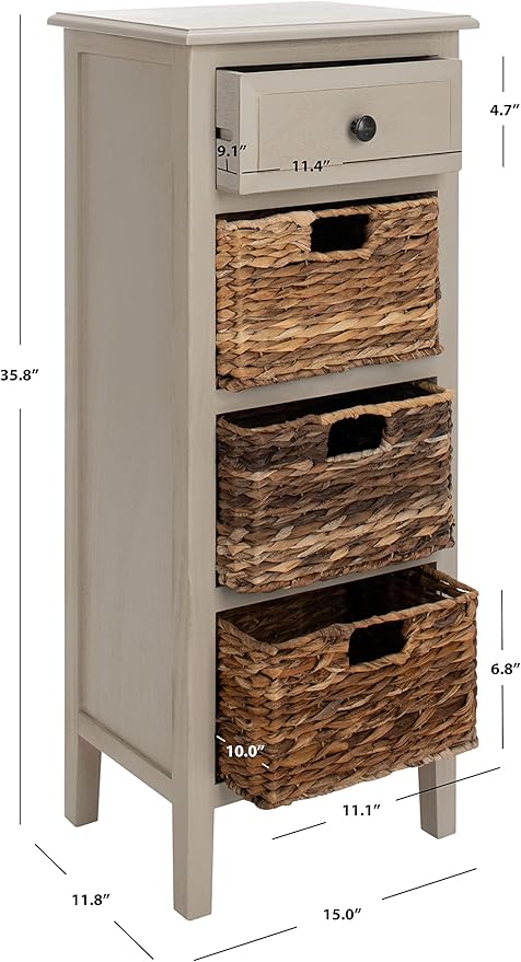 Safavieh Home Michaela Coastal Vintage Grey 4-drawer Side Table